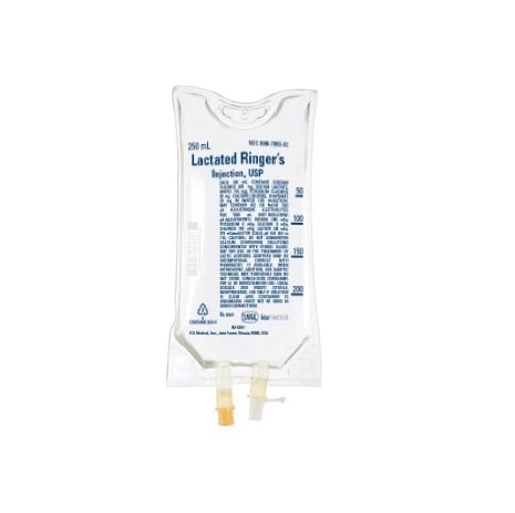 Lactated Ringers Injectable Solution, 250mL Bag, DEHP-Free, Latex-Free, Each