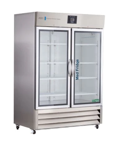 American Biotech Supply Pharmacy Refrigerator, 49 Cu Ft, 2 Glass Doors, 2 to 8°C (36-46°F), Cycle Defrost