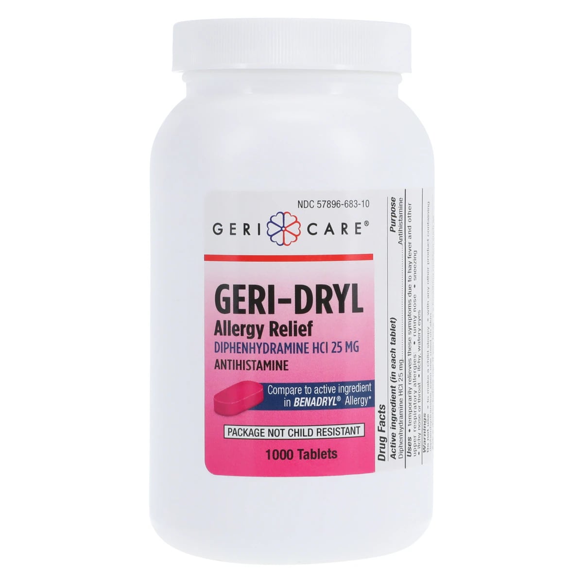 Geri-Care Diphenhydramine HCl Tablets, 25mg, 1000/Bottle