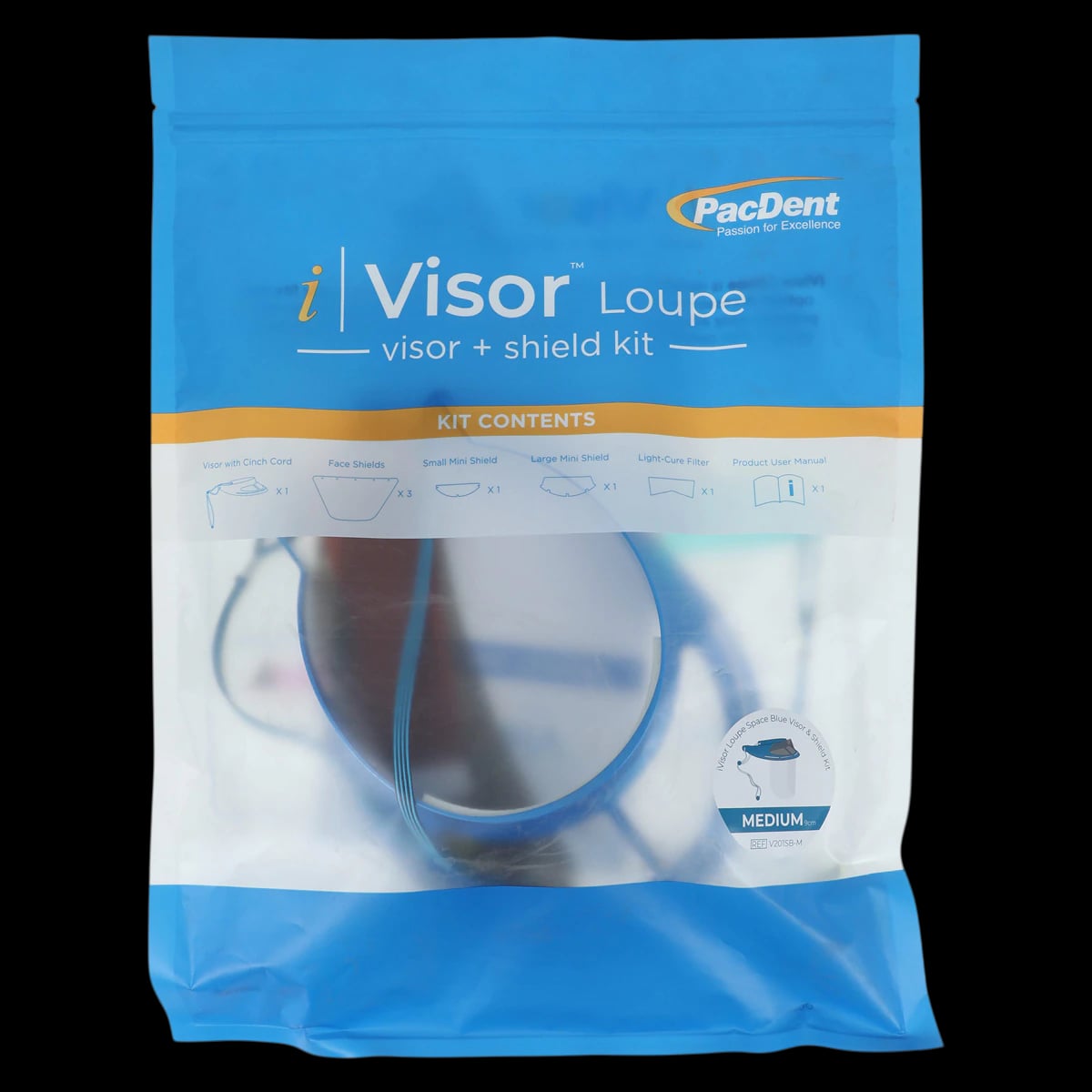 iVisor™ Space Blue Loupe Visor and Shield Kit, 9cm, Reusable, V201SB-M