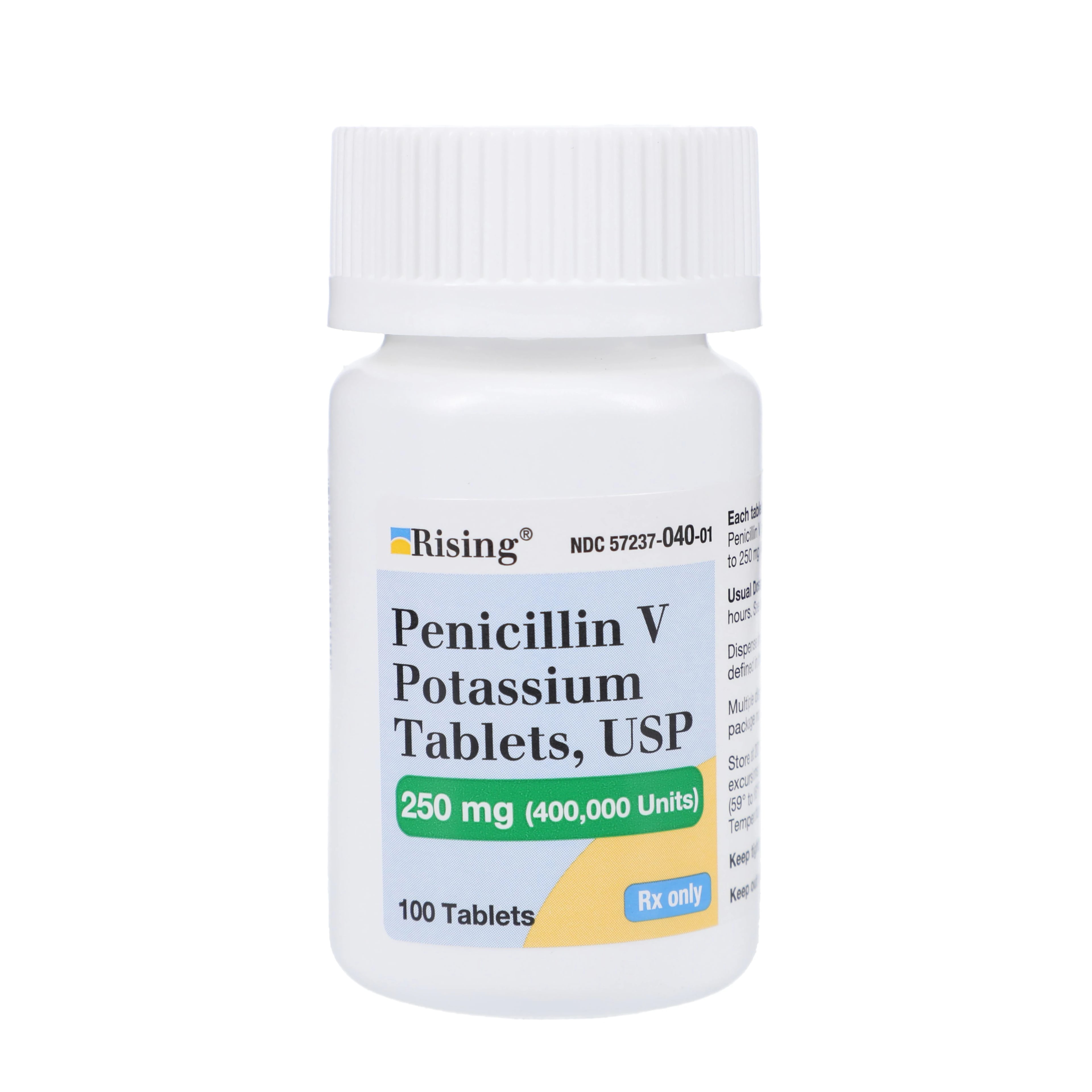 Rising Pharmaceuticals Penicillin V Potassium USP, 250mg Tablets, Bottle of 100, E84