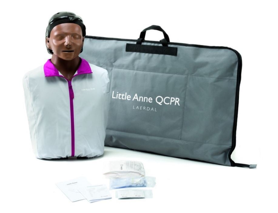 Laerdal Little Anne QCPR Manikin CPR Training Kit with Carrying Case and Mat, 01KT0J08825TA79RX5KFEVMXDZ
