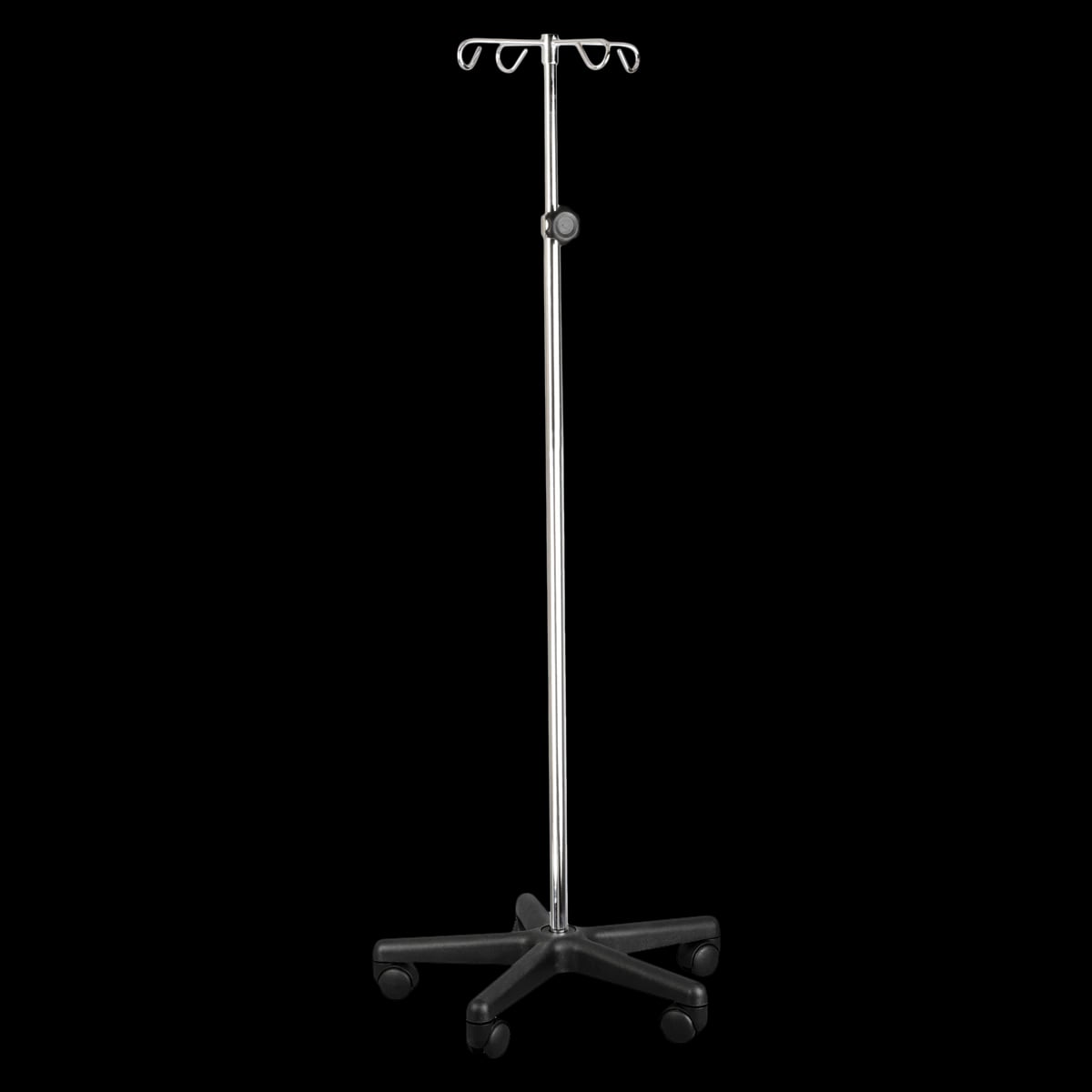 Dukal IV Stand, Stainless Steel, 4-Hook, Adjustable Height