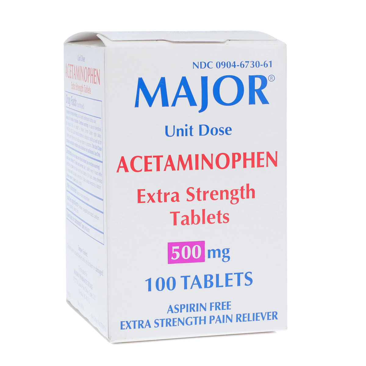 Acetaminophen ES Tablets UD, 500mg Extra Strength, 100/Pk