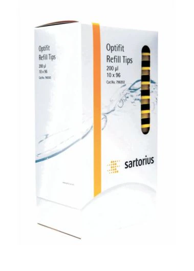 Sartorius Biohit Optifit Pipette Tips, 0.5-200 µL, Non-Sterile, Autoclavable, 10 x 96 Reload Refill Tower, 960/Pk
