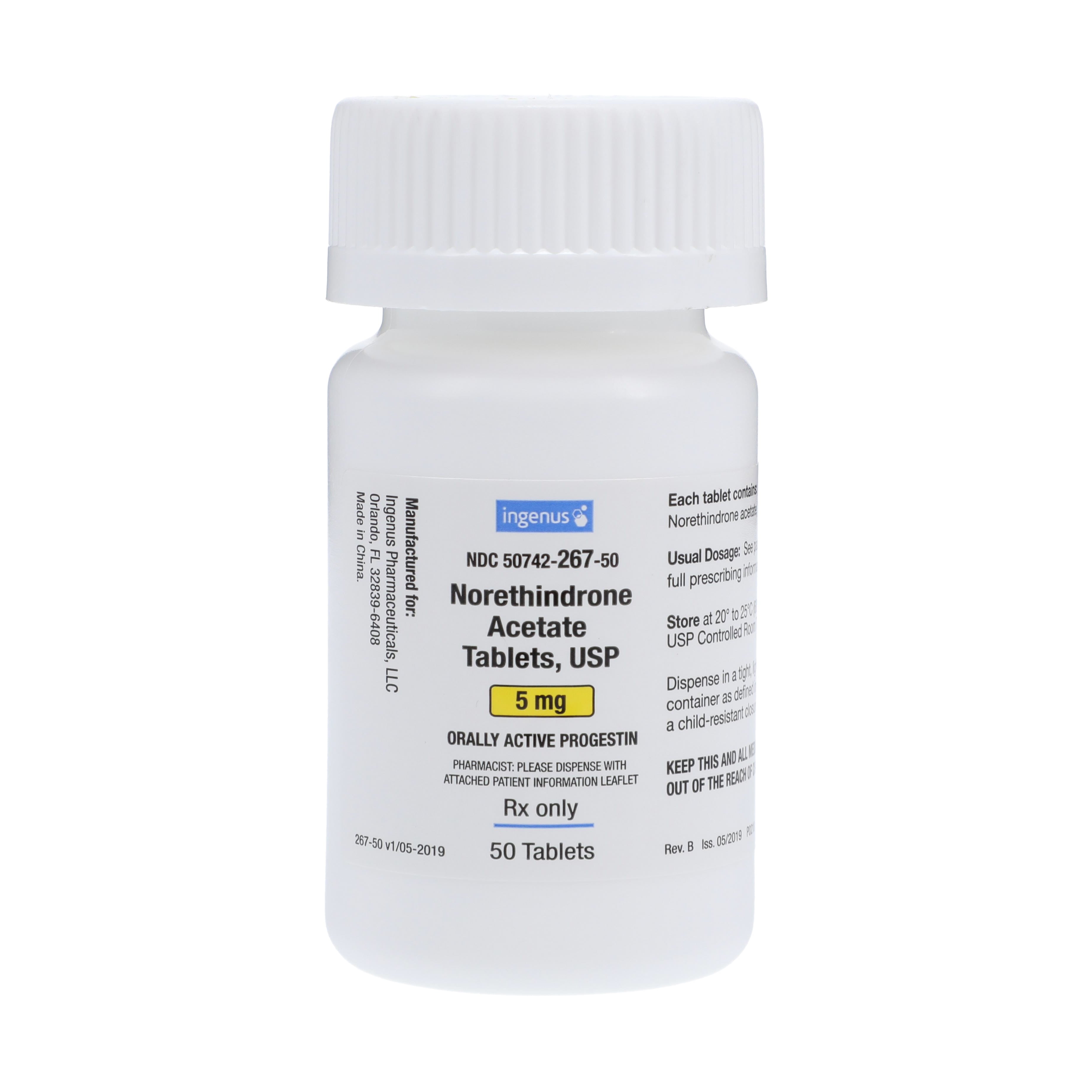 Norethindrone Acetate Tablets 5mg, 50/Bottle, 01KT0J0A7Y54SH7Y336VRSRD96