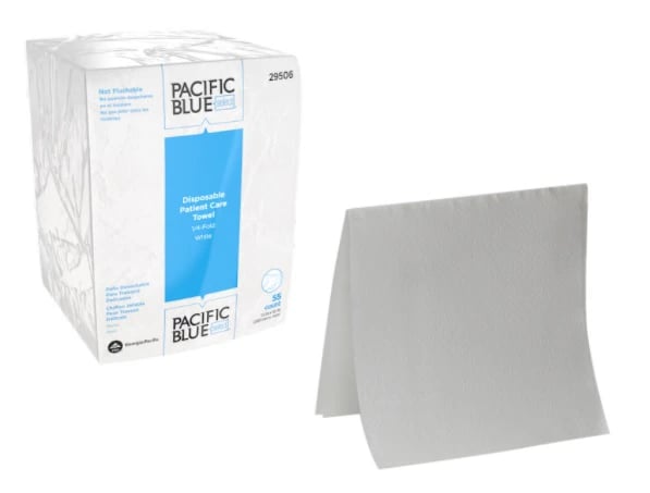 Georgia Pacific Professional Blue Select Disposable Patient Care Washcloths, Quarter Fold, White, 10" x 13", 1320/Case