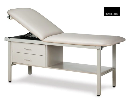 Clinton Industries Straight Line Treatment Table with Drawers and Shelf, Black, 450 lb Capacity