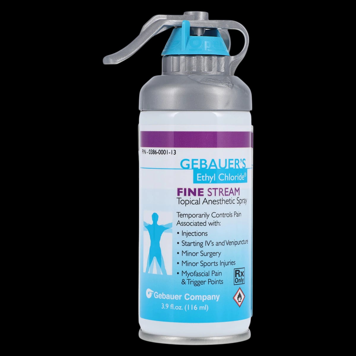Gebauer Ethyl Chloride Topical Spray, Accu-Stream 360 Fine Stream, 3.9 oz Bottle, 12/Package