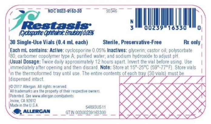 Restasis Ophthalmic Emulsion, 0.4mL Vial, 30/Package