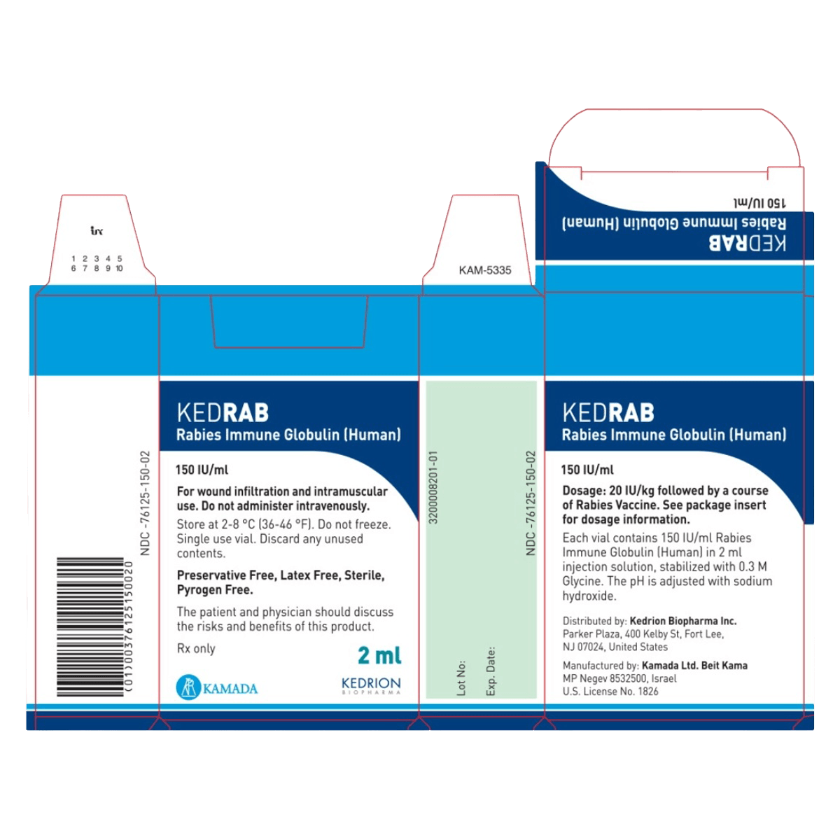KEDRAB Rabies Immune Globulin Injection 150 IU/mL, Single Dose Vial, 2mL, 01KT0J07JVMF6SVWAYFS9JSWWT