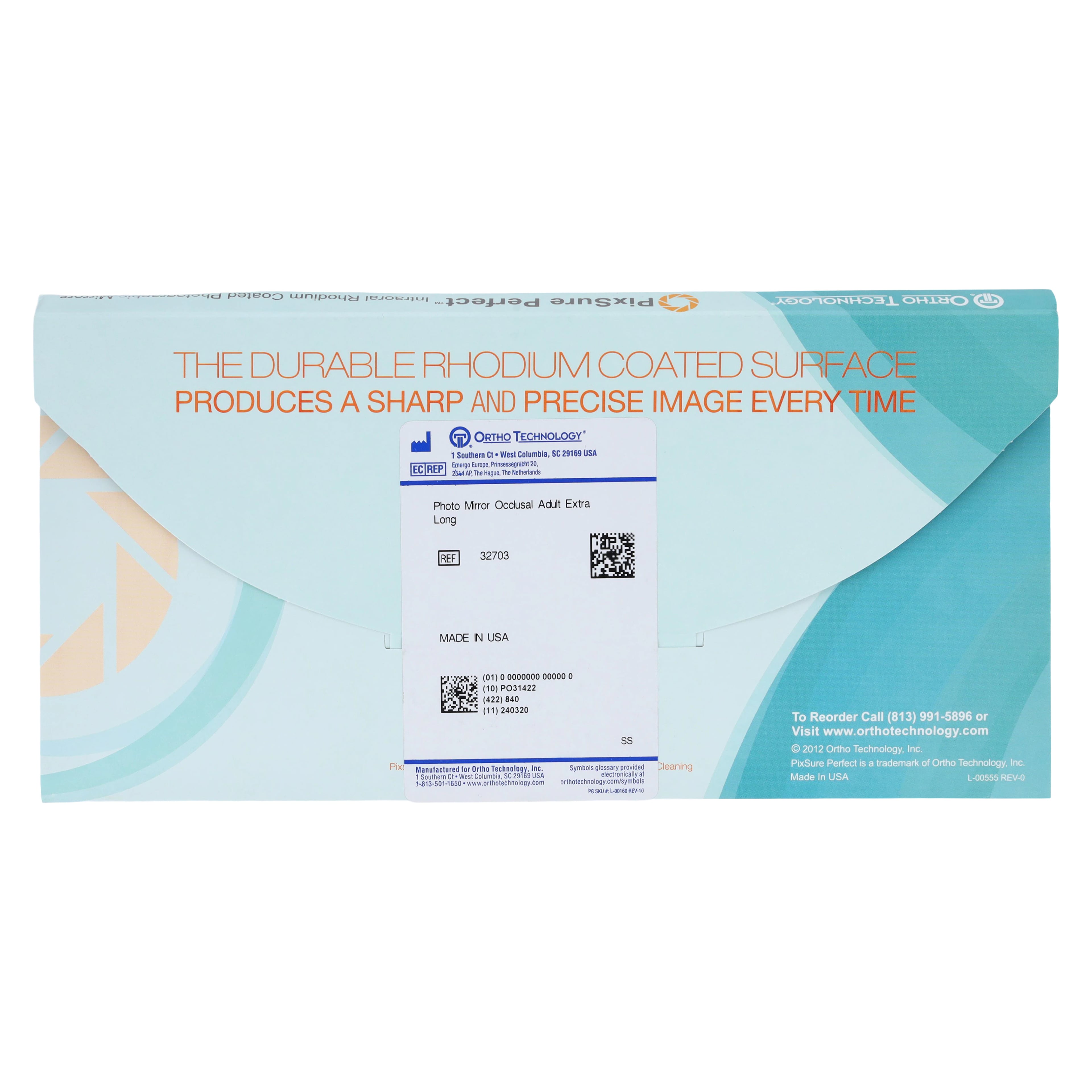 PixSure Perfect Rhodium Coated Intraoral Photography Mirror, Adult X-Long Occlusal, 5 1/2 in x 3 in x 2 2/3 in, Each, 32703