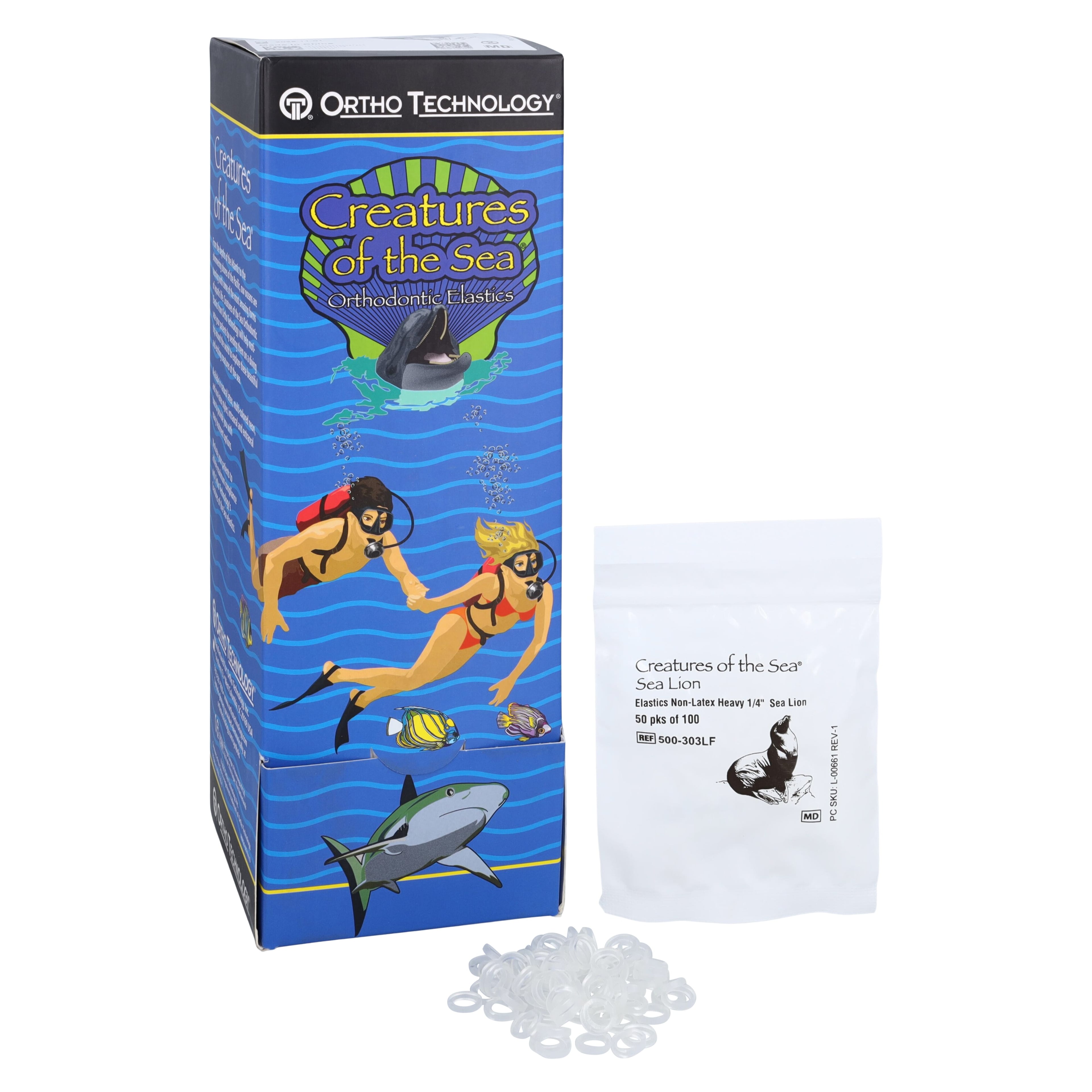 Creatures of the Sea Elastics, Non-Latex, Heavy, 1/4", Sea Lion, 50 Pkg./Box, 500-303LF