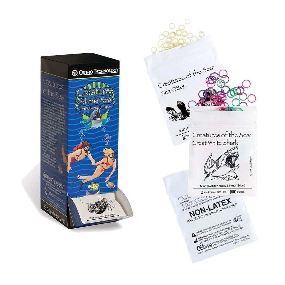Creatures of the Sea Elastics, Non-Latex, Heavy, 5/16", Great White Shark, 50 Pkg./Box (100 elastics/pkg), 500-304LF
