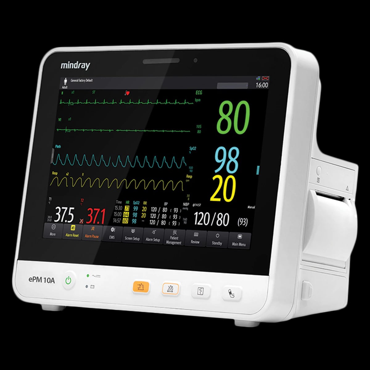 Mindray ePM 10A Patient Monitor with Masimo SpO2, Integrated CO2, NIBP, ECG, and Temperature