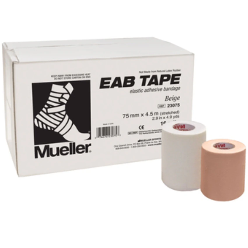 Mueller EAB Elastic Athletic Tape, 75mm x 4.5m, Beige, Latex-Free, 16/Case