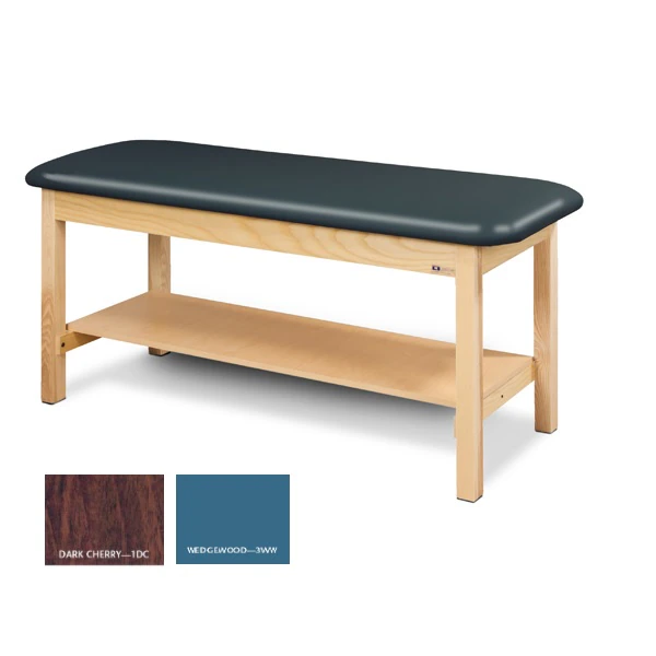 Clinton Industries Classic Series Straight Line Treatment Table with Shelf, Wedgewood with Dark Cherry, 400 lb Capacity