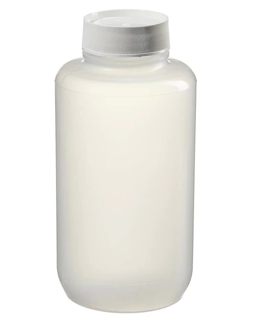 Nalgene Mason Jar, Polypropylene Co-Polymer, 2000 mL, Wide Mouth, Translucent, with White Screw Cap, 4-Pack, 12/Case