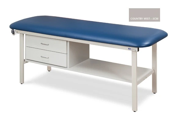 Clinton Industries Alpha Series Straight Line Treatment Table, Flat Top with Drawer, Country Mist, 450 lb Capacity