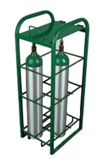 Anthony Welded Products Oxygen Cylinder Rack, 15x12x35", Green, with Lock Top Lid, Size D/E