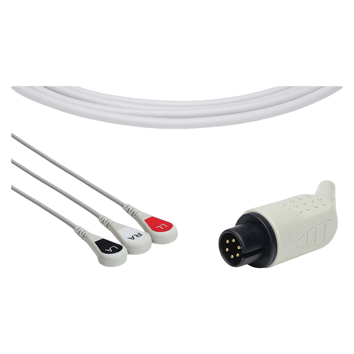 ECG Cable, 3-Lead Snap, Direct-Connect, Each