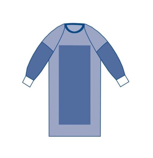 Medline Sirus Surgical Gown, AAMI Level 4, Reinforced Poly, Large, Blue, Sterile, Hook & Loop, Raglan Sleeves, 32/Case