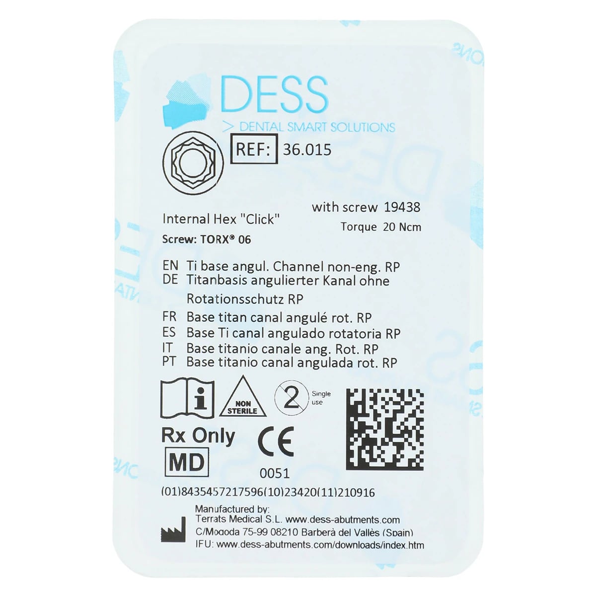 DESS ANGLEBase Non-Engaging Titanium Abutment Base, 4.1mm, 3i Biomet Certain Compatible, Internal Hex, RP, Each