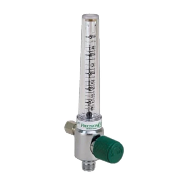 Precision Medical O2 Flowmeter, Chrome, 0-70 LPM, with DISS Wall Connector