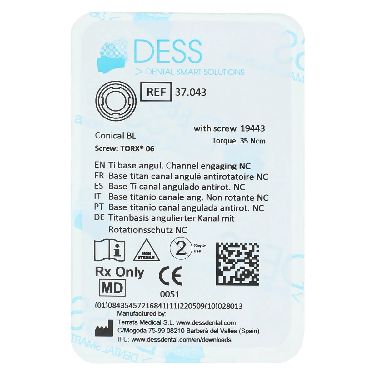 DESS ANGLEBase Engaging Base Titanium, Straumann Bone Level, 3.3mm, Non-Engaging (NC), Each