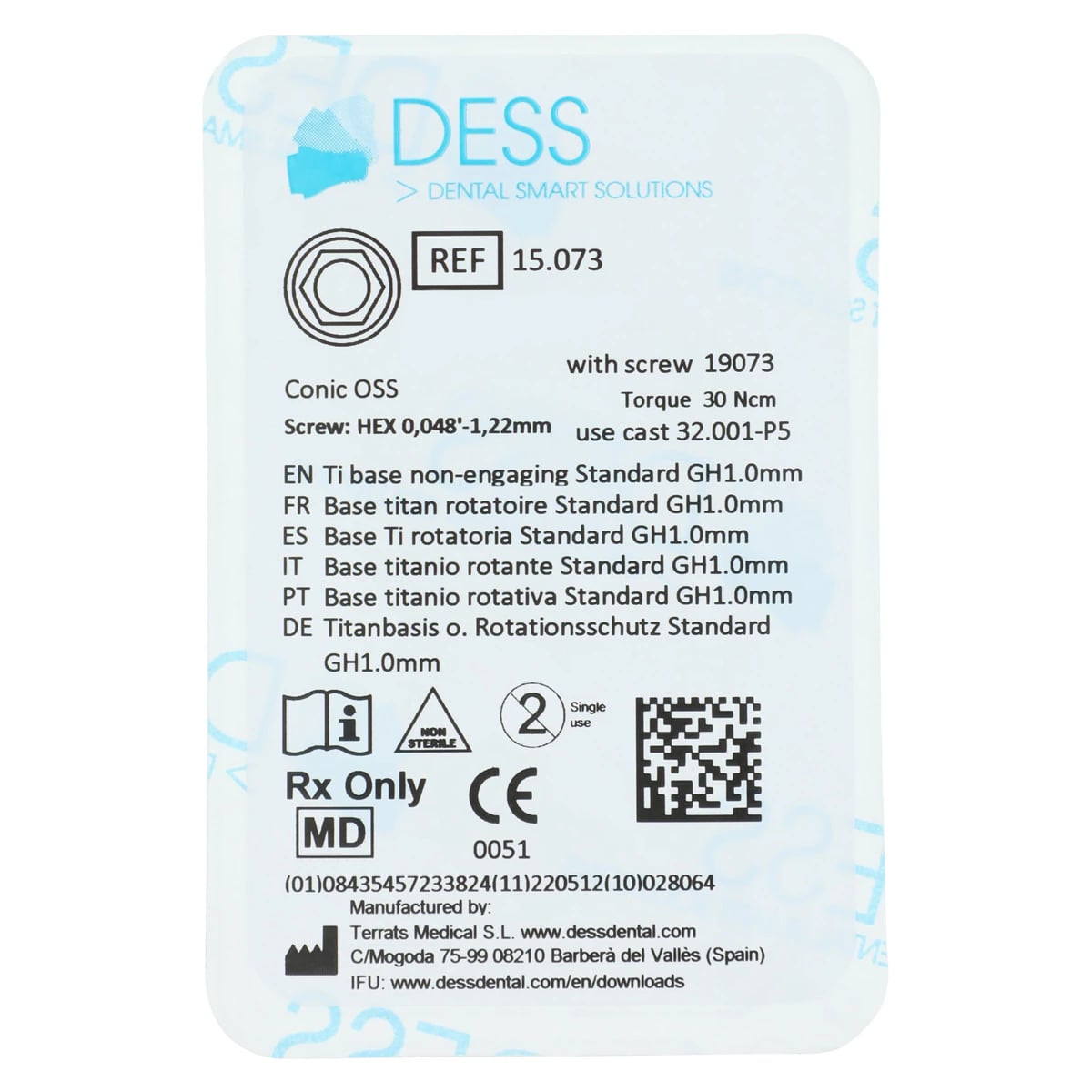 Ti Base Non-Engaging Osstem TS Standard GH1.0mm - Conic Oss