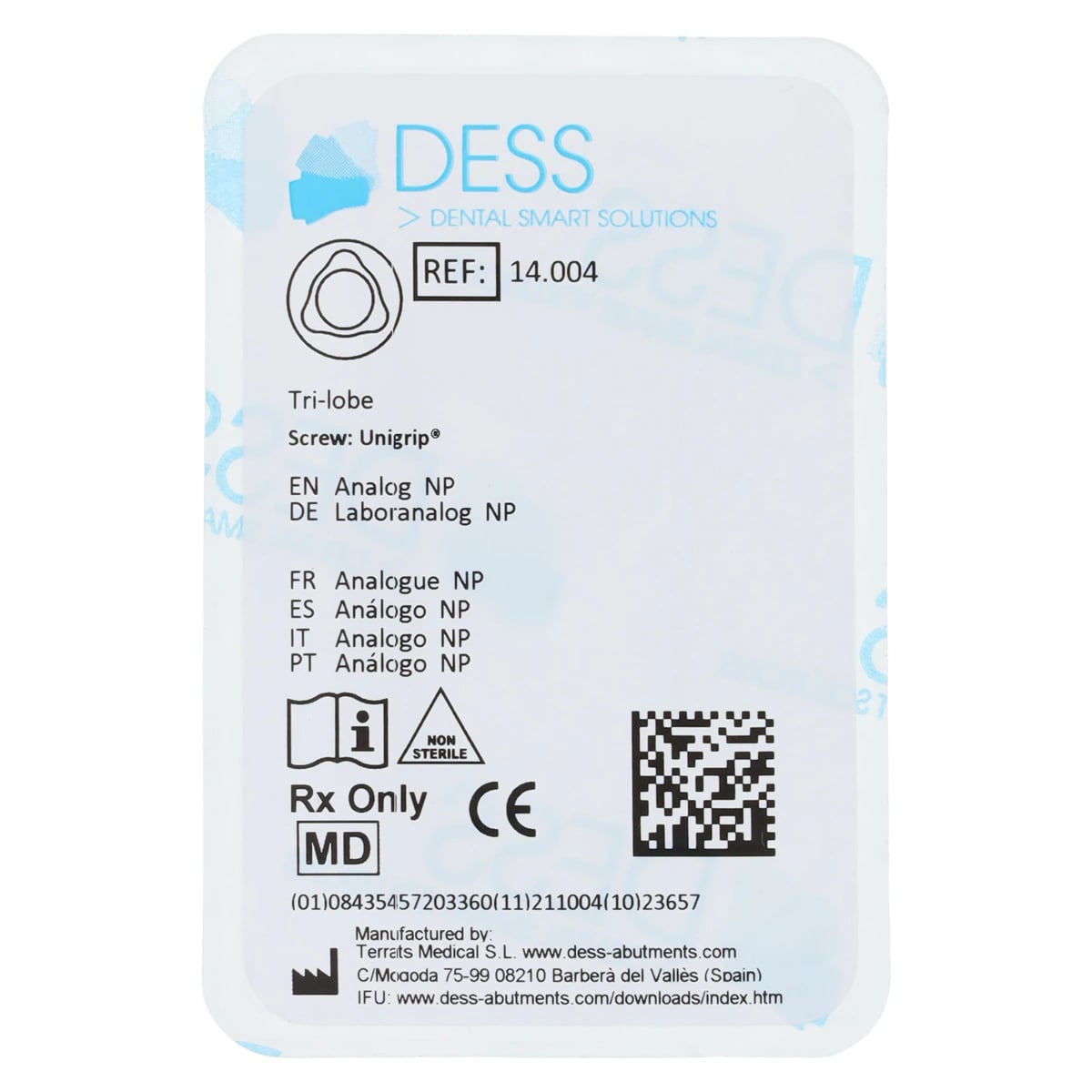 DESS Analog Titanium 3.5 Nobel Replace, NP, Anodized Purple, 1 Each