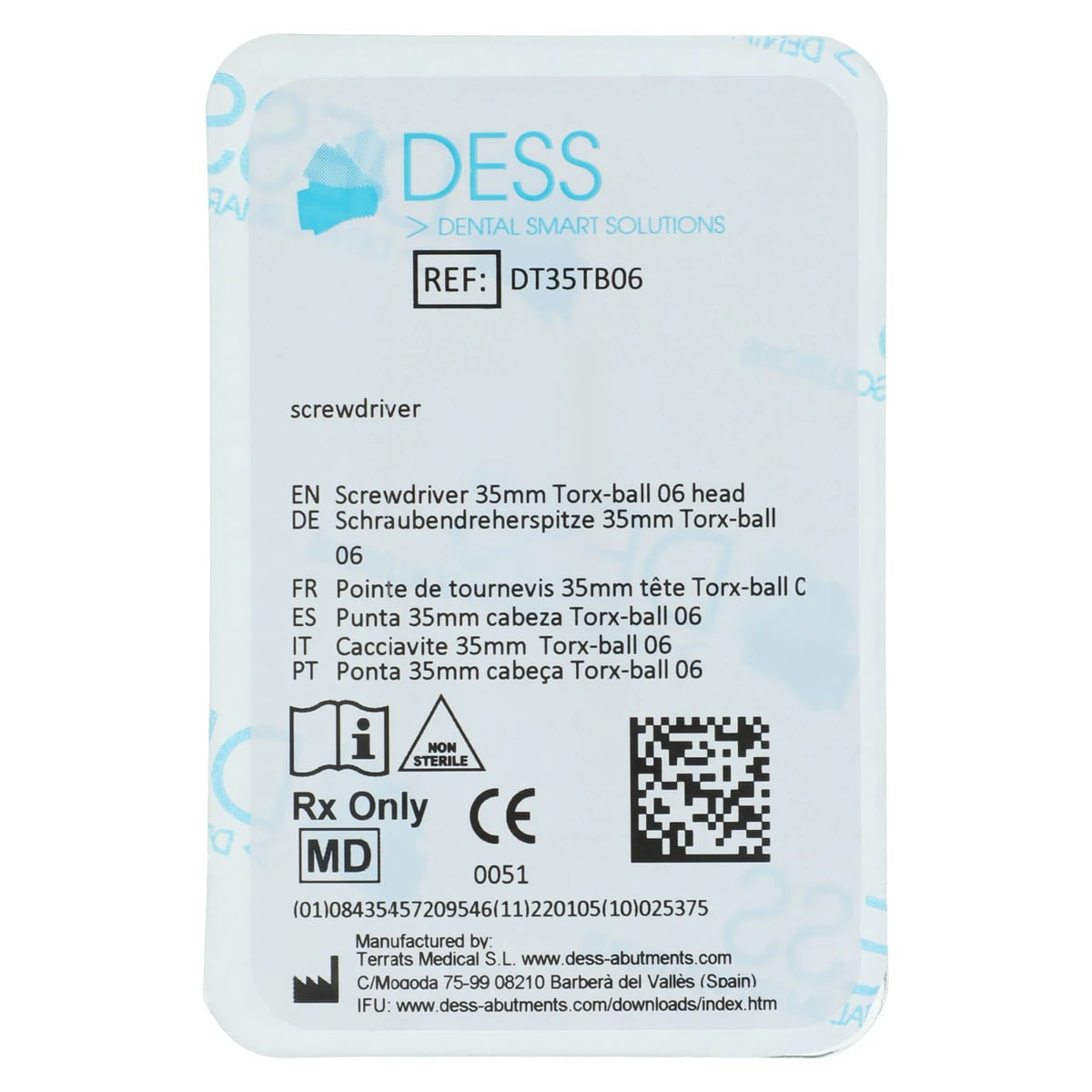 DESS Screwdriver, Latch Style, 35mm, Torx 06 Ball, Stainless Steel, ANGLEBase