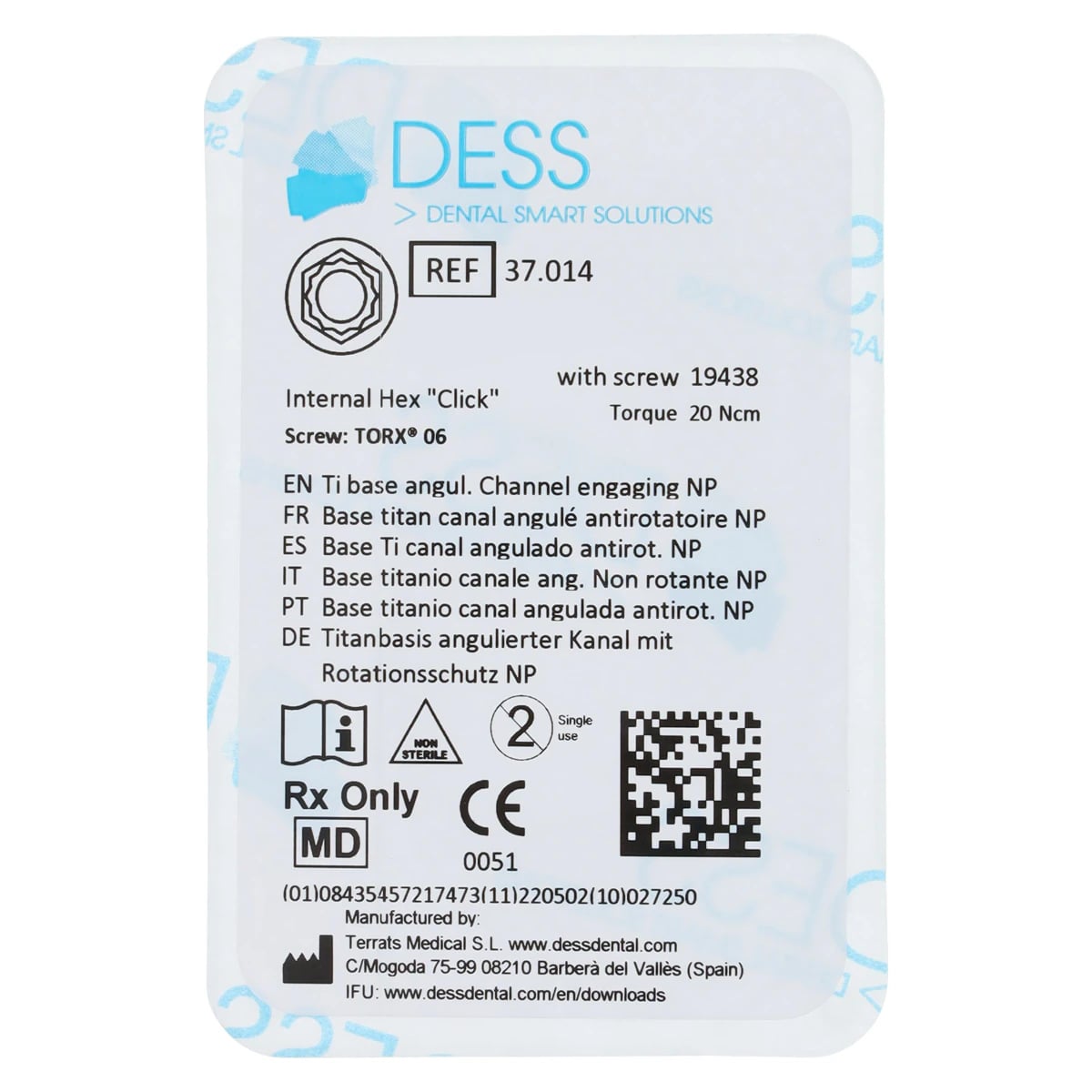 DESS ANGLEBase Engaging Titanium Abutment Base, 3.4mm, 3i Biomet Certain, NP, Each