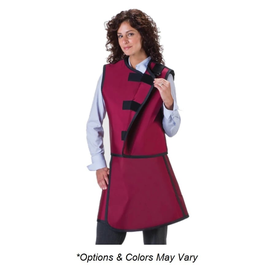 Wolf X-Ray Women's Lead Apron/Vest, Burgundy, 0.5mm Front Protection, Vest 23x23" / Apron 21x41-46"
