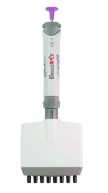 Globe Scientific DiamondApex 8-Channel Adjustable Volume Pipette, 0.5-10 µL, Autoclavable