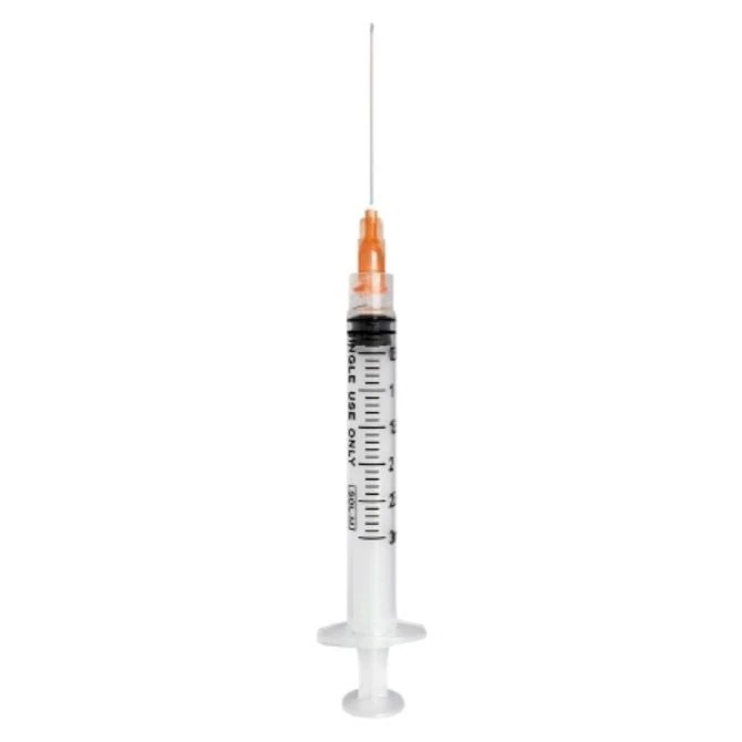 Sol-Millennium Medical Syringe Luer Lock with Needle, 25G x 1-1/2", 3mL, No Dead Space, 100/Box