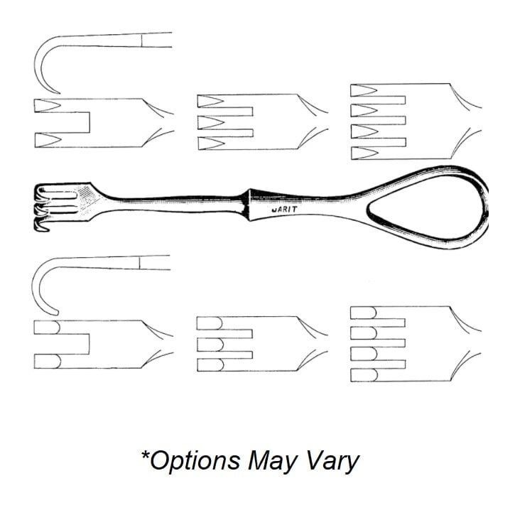 Jarit Volkman Surgical Retractor, 4 Prong, 8-1/2"