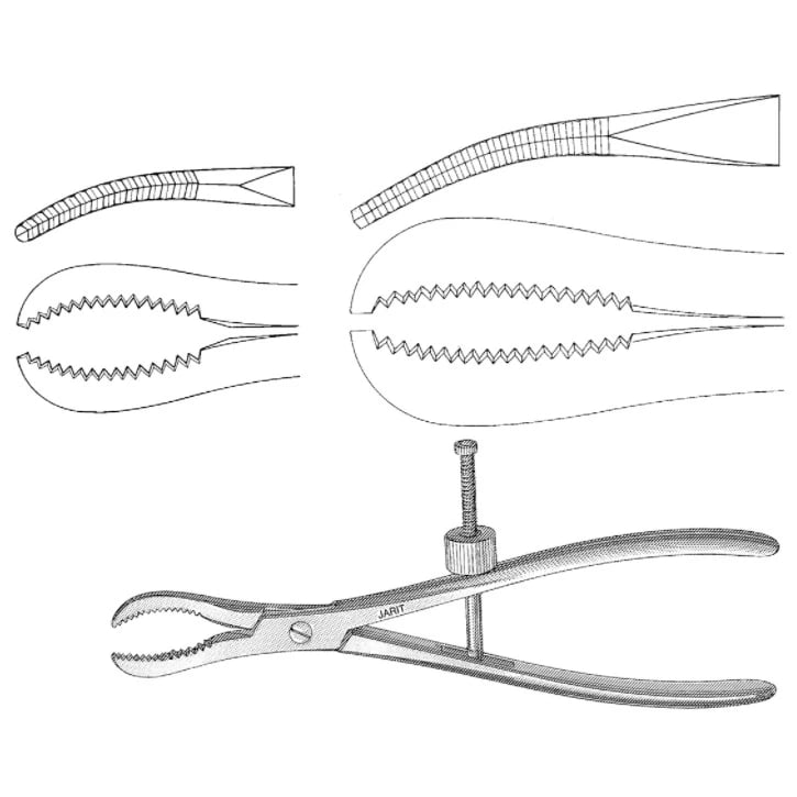 Jarit Bone Reduction Forceps, Curved, 7-3/4" (19.7 cm), Stainless Steel, Each