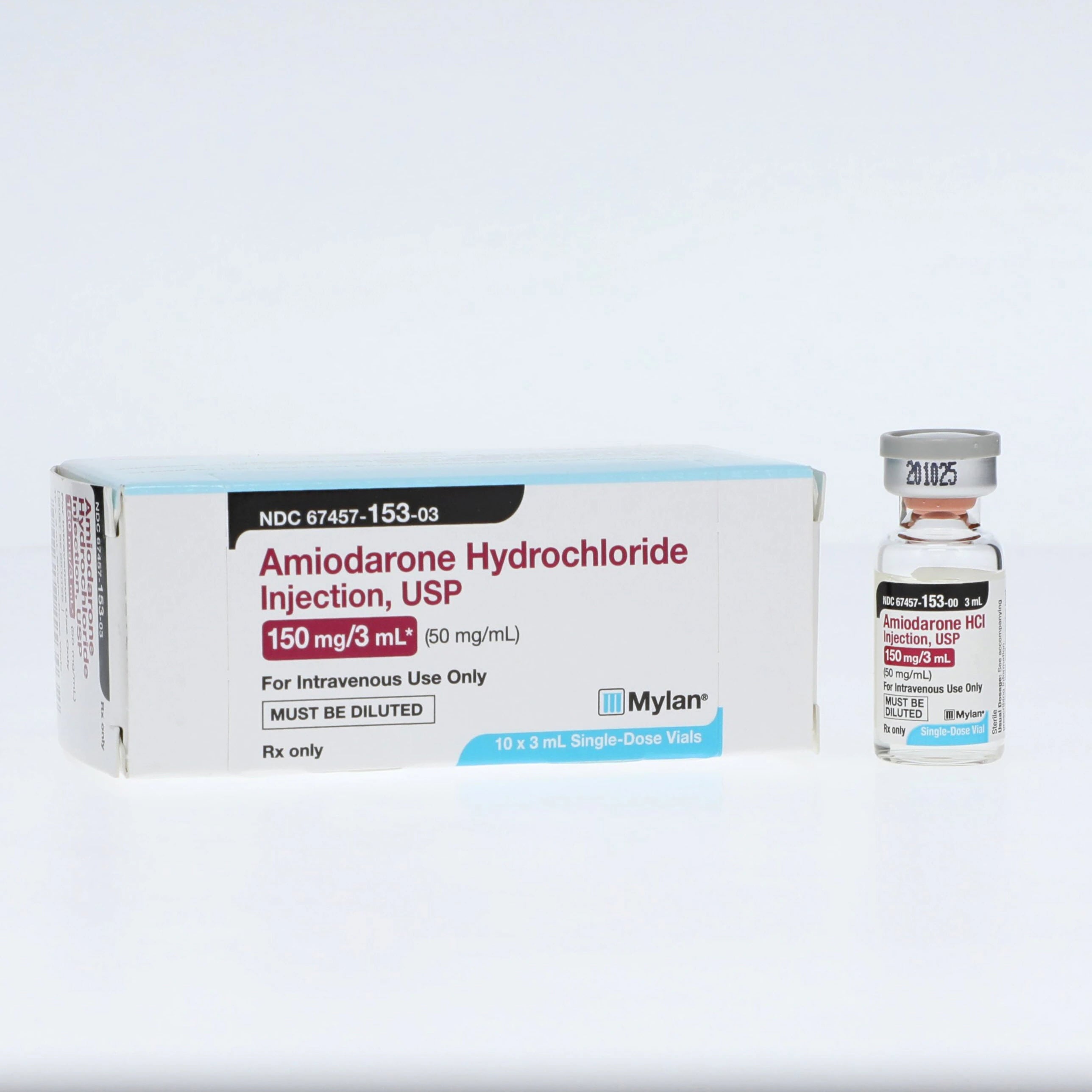 Amiodarone HCl Injection 50 mg/mL, Single-Dose Vial, 3 mL, 10/Package