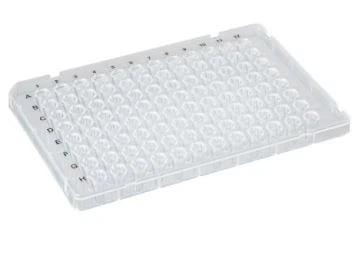 Globe Scientific PCR Plate, 96 Well, Half Skirt, 0.1mL, Polypropylene, Clear, Low Profile, Ridged Rim, 100/Case