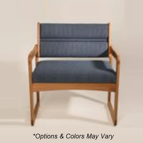 Wooden Mallet Valley Guest Chair, Sled Base, Cream Vinyl Upholstery, Mahogany Frame