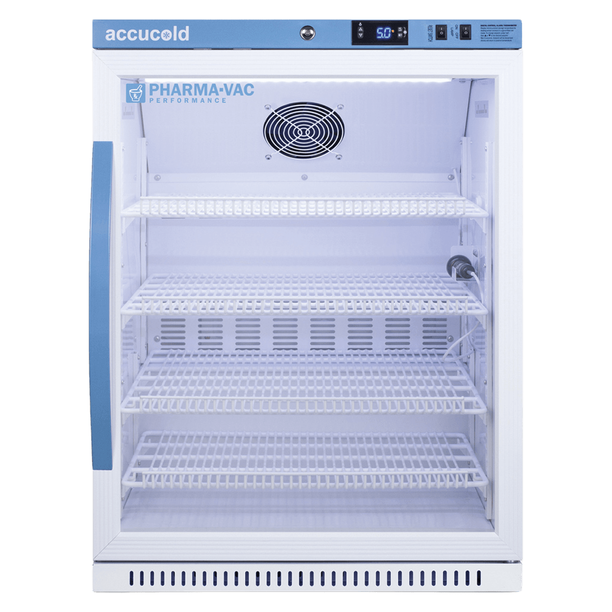 Accucold PharmVac Pharmaceutical/Vaccine Refrigerator, 6.0 Cu Ft, Glass Door, 2 to 8C, Auto Defrost