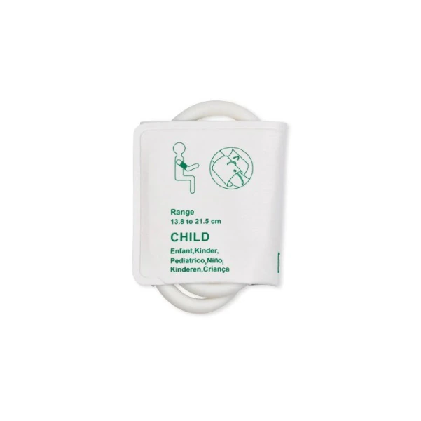 Cuff BP Dual Tube Pediatric, White/Blue, Latex-Free, 10/Pk