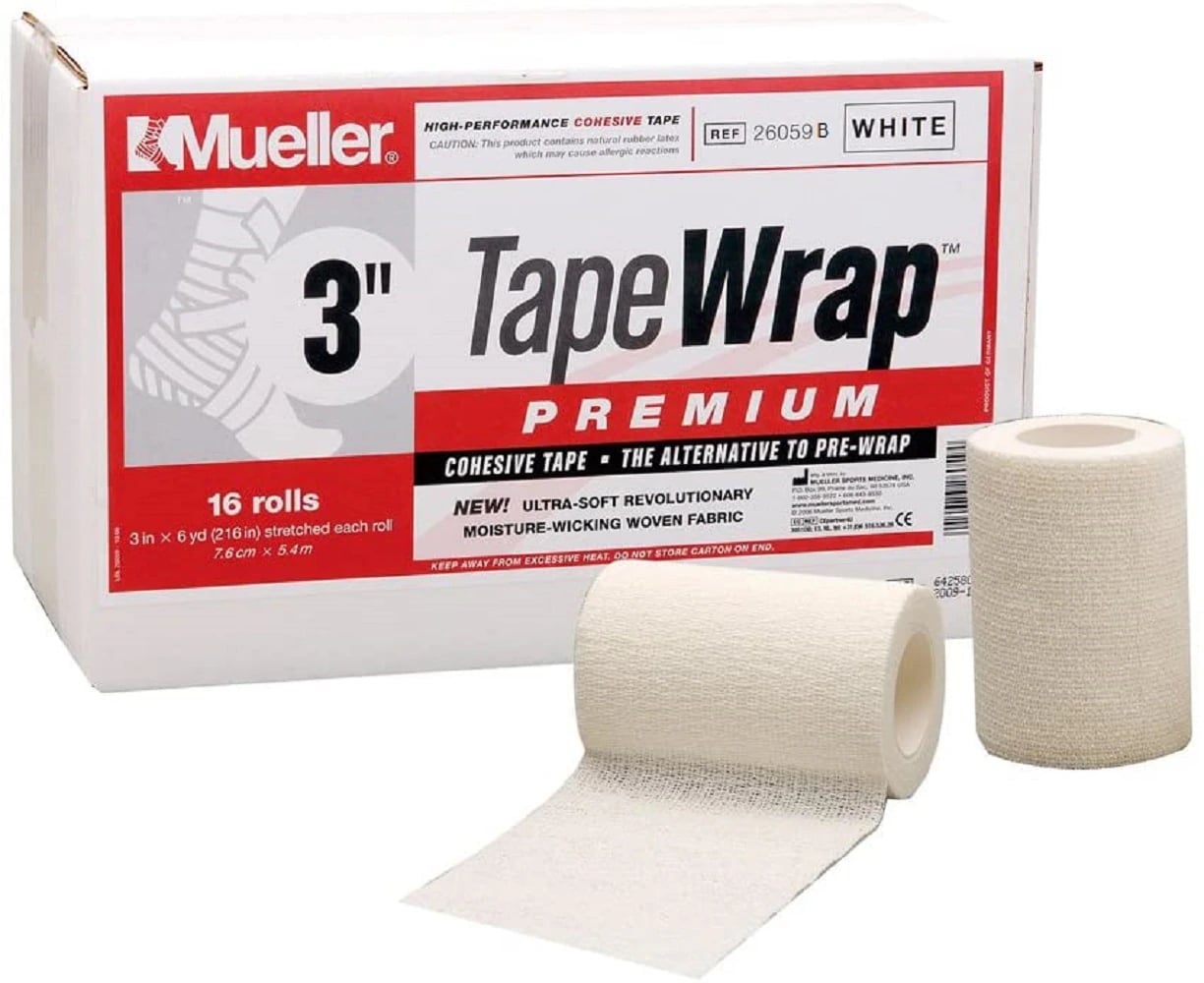 Mueller Sports Medicine Tapewrap Wisconsin Adhesive Tape, 3" x 6 yd, White, 16/Case