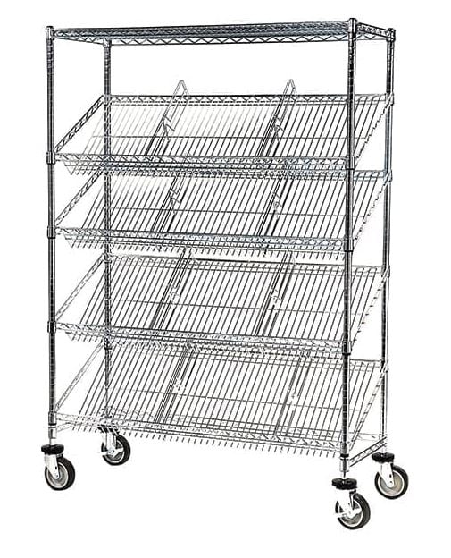 Lakeside Suture Cart with Slanted Shelf, 48x24x60", 4 Swivel Casters (2 Locking)