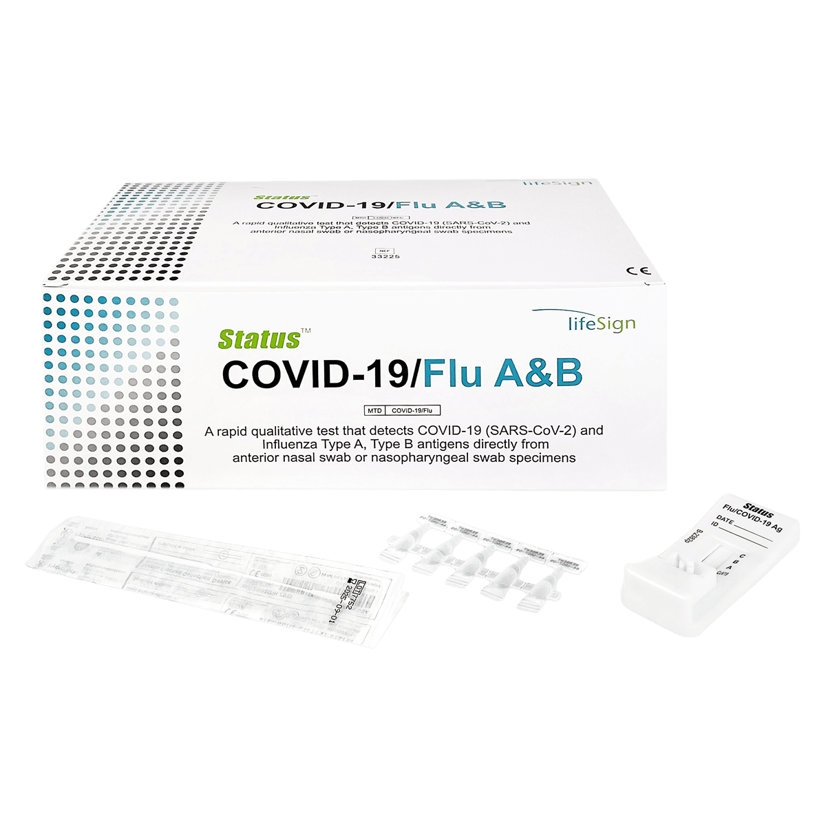 Status COVID-19/Flu A&B Rapid Antigen Test Kit, CLIA Waived, 25 Tests/Box