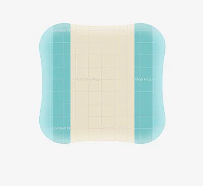 Coloplast Comfeel Plus Hydrocolloid Dressing, 4x4" Sterile Square, Transparent/Blue