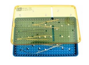 BR Surgical Sterilization Tray with Mat and Lid, Blue/Amber, Double Tray Insert, Each