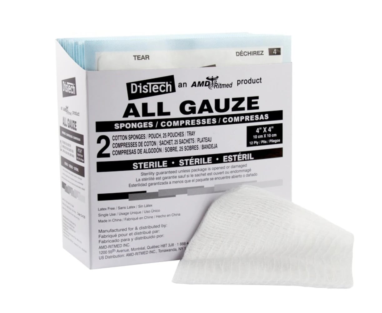 Medicom All-Gauze 100% Cotton Gauze Sponge, 4x4", 12 Ply, Non-Sterile, Latex-Free
