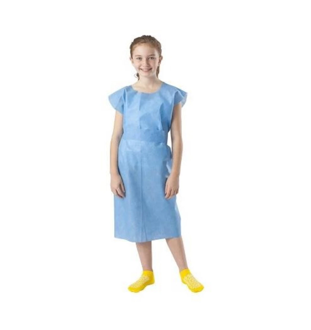 Medline Pediatric Disposable Patient Gown, Tissue/Poly/Tissue, Blue, 21 in x 36 in, 50/Case